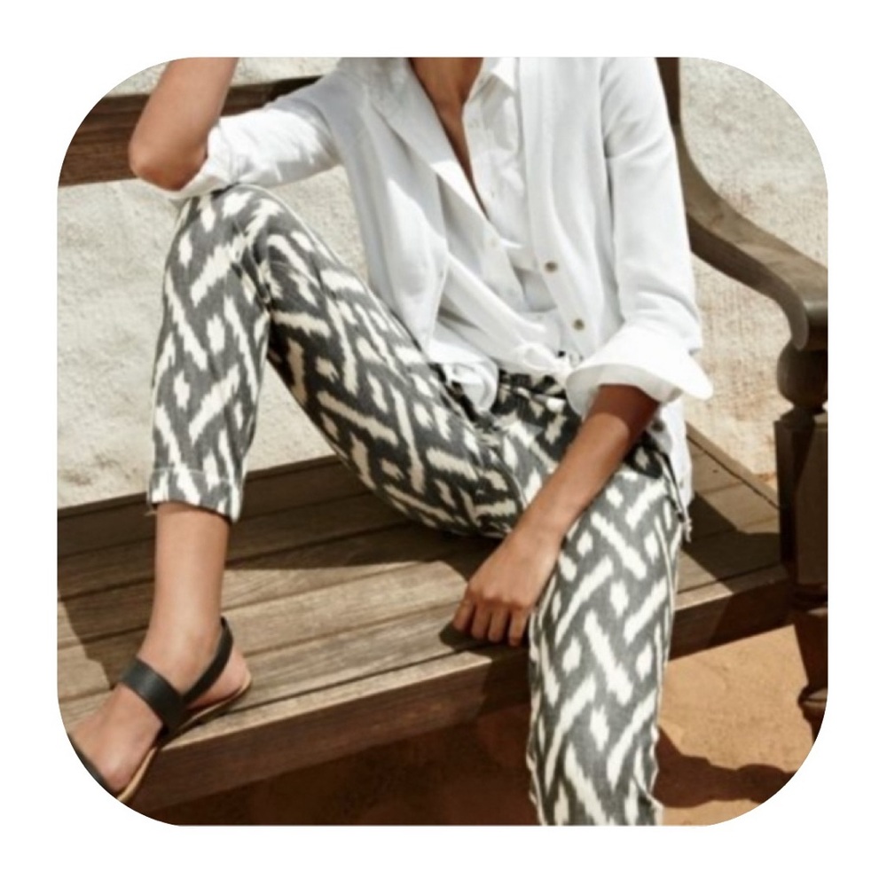 J. Crew size 12 Ikat print cream/grey Jogger Pant